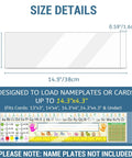 Thick Clear Desk Name Tag Pockets Set Of 40 With Stays Put Adhesive Backing, 14.9 By 4.7 Inches, size details illustration