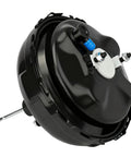 Heavy Duty Vacuum Power Brake Booster Without Master Cylinder Straight Bolt On For 94 To 98 Chevy And Gmc Pickup Trucks, black metal design.