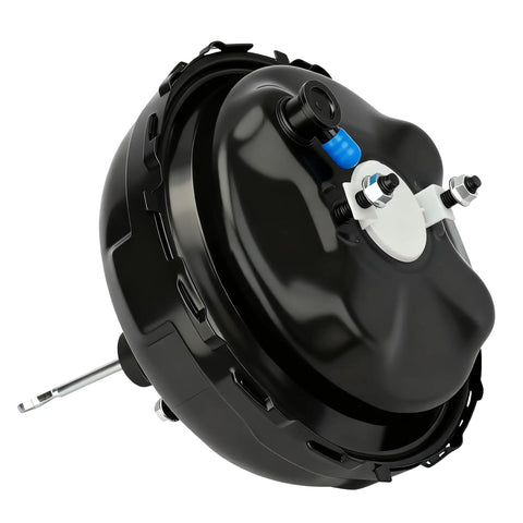 Heavy Duty Vacuum Power Brake Booster Without Master Cylinder Straight Bolt On For 94 To 98 Chevy And Gmc Pickup Trucks, black metal design.