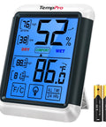 Digital Indoor Hygrometer Thermometer With Touchscreen 4Inch Large Display Easy Readings And Front Button Operation High Accuracy Humidity And Temperature Monitor For Home Or Your Pad, white and grey