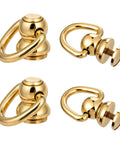 Top Shelf Gold Brass D Rings For Purse 4 Pack With Screw Back Rotatable Strap Hardware Absolutely Solid Build, detailed views.