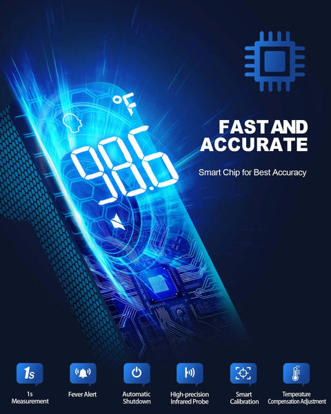 Non Contact Forehead Thermometer For Adults And Kids, Quick 1 Second Reading, Fast Accurate Temperature Check For Home Use, Hygienic No Contact Scan, Safe Family Friendly Tool with digital display