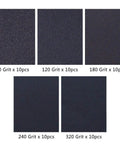 Assorted 1/4 Sheet Sandpaper Set With 80 120 180 240 320 Grits For Wet Dry Palm Sanders Silicon Carbide Hook And Loop Or Clip On