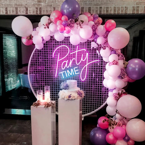 Lit LED Neon Light Sign With Dimmable Switch For Birthdays Weddings Parties And Festivals Indoor Outdoor Decor Safe Energy Saving Silicone Tube Light Strip with balloon arch and candles