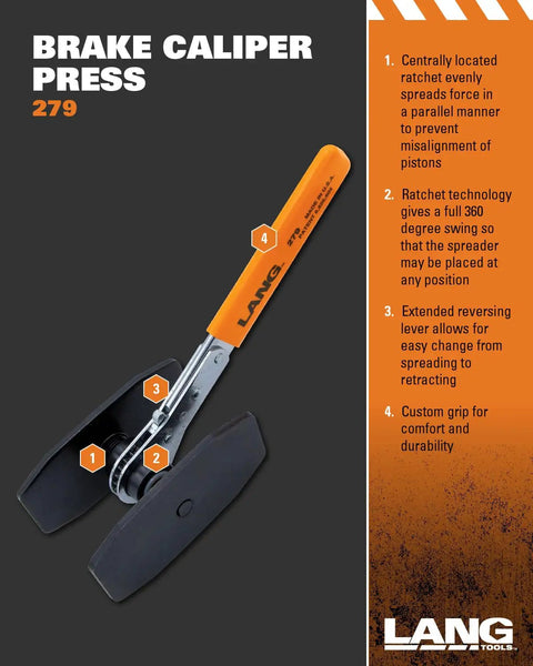 Heavy Duty Brake Caliper Press For Twin And Quad Piston Fixed Calipers And Floating Calipers, 360 Degree Ratchet Spread, Centered Action Delivers Even Force To Prevent Piston Misalignment, Beast Pro Tool For Auto Shop Use