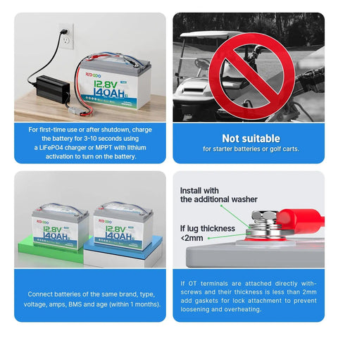 12V 140Ah LiFePO4 Battery Group31 For RVs Boats Marine And Off Grid Solar With Bluetooth App Monitoring Instructions
