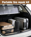 Roadside Tire Repair Kit With 100 Self Sealing Screw Plugs in SUV trunk with luggage