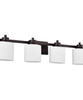 Solbi Contemporary 4 Light Oil Rubbed Bronze Bath Vanity Fixture 33 Inch Wide with Frosted Etched Glass Uplight and Downlight