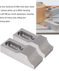 Low Profile Side Clamp Vise With Hardened S136H Mold Steel Arc Jaw Clamps, showing detailed angle with clamping force adjustment.