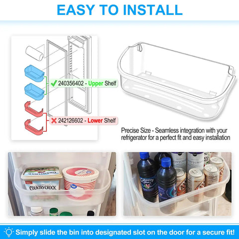 2 Pack Beefed Up Refrigerator Door Bin Replacement for Side By Side Models with Top Shelves Only Fits 15.38 in L x 5 in H x 6.65 in D