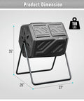43 Gallon Outdoor Dual Chamber Compost Bin With Fast Assembly Tumbler for Quick Kitchen and Garden Waste Recycling, side view