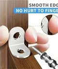 Rock Solid Stainless Steel L Shaped Corner Braces With Included Screws For Knockout Diy Furniture Assembly And Smooth Cabinet Reinforcement All Projects Every Single Day, showing smooth edges for easy installation.