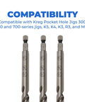 Kreg Easy-Set pocket-hole drill bit set, 3-piece steel bits for pocket-hole jigs