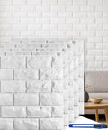 30 Pack 3D Faux Brick Wall Panels White Printable Peel And Stick Waterproof Foam Self Adhesive for living room wall decor