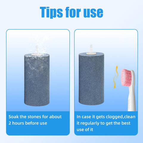 4x2 Inch Cylinder Air Stone Diffuser for Aquarium and Hydroponics Pro-Grade High-Output Aerator Kit use tips with cleaning brush