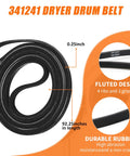 Dryer Repair Kit With Belt, Idler Pulley, And Drum Roller Replacement For Major Dryers Includes 92-1/4 Inch 4 Rib 3 Groove Belt