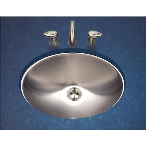 Opus Built To Last Stainless Steel Undermount Bathroom Sink 18 Inch Oval Bowl With Overflow Drain Assembly, top view