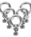 Five Piece M4 304 Stainless Steel Eyebolts With Ring Nuts Threaded Eye Screws For Lifting Equipment Heavy Duty Eye Bolt Kit