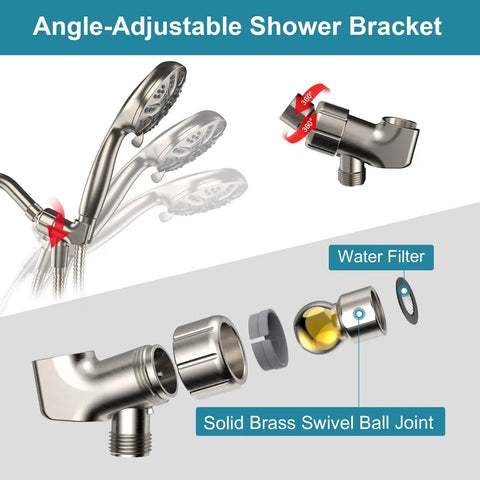 Filtered Shower Head With Handheld High Pressure Shower Head With Filter, 6 Spray Modes and angle-adjustable bracket