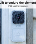 Chime Receiver For Wired Video Doorbell White with water droplets, showing built to endure elements and IP65 weather resistance.