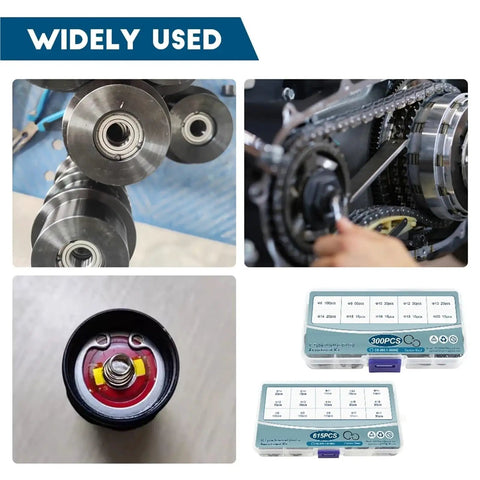Internal Circlip Retaining Ring Kit 900Pcs To 1845Pcs Carbon Steel 6-25mm in use with gears and packaged in plastic boxes