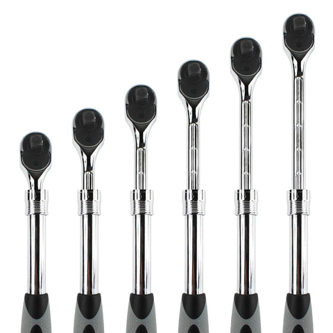 Extendable Half Inch Drive Ratchet With 72 Tooth Head And Five Degree Drive Extends From 13.75 To 20 Inches Telescoping Handle