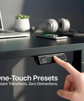 Vivo Black Sit Stand Desk Electric Height Adjustable 63 Inch Wide Ergonomic Workstation showing control panel with one-touch presets.