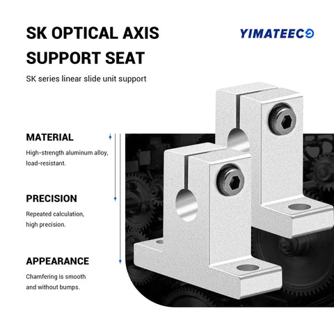Four Pack SK12 Aluminum Linear Shaft Supports With Clamping Guide Sliding Table Holder Oxidized Vertical