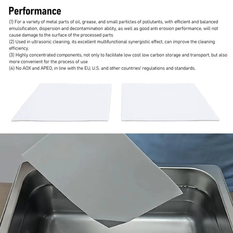 Top Tier Industrial Machine Cleaner Sheets Slap Away Hefty Grease And Stubborn Grime From Metal Parts Reliable Biodegradable Emulsifying Formula Keeps Surfaces Squeaky Clean 40 Sheets displayed over stainless sink.