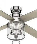 Astwood Indoor Ceiling Fan With LED Light And Pull Chain, 52 Inch Nickel Finish, Rustic Farmhouse Vibe, side view