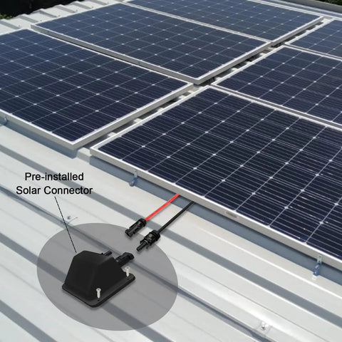 Solar Cable Entry Gland With 10AWG 3.28 Foot Extension Cable UV Resistant And Waterproof Solar Junction Box installed on RV roof