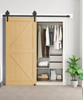 Six Foot Heavy Duty Sliding Barn Door Hardware Kit For 1 3 8 To 1 3 4 Inch Thick Doors Black Finish J Shape Hangers installed