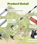 Diagram showing 60 Inch Weed Puller With Long Handle And 17 Inch Hand Weeding Tool Set featuring stainless steel handle and anti-slip grip.