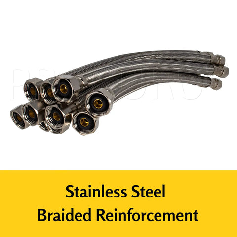 10 Pack 16 Inch Stainless Steel Braided Faucet Hose Connectors Set Must Have 3 Eighths Inch Compression To One Half Inch FIP Lead Free Safe
