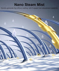 Close-up of hair strands with droplets, illustrating the effects of Hair Steamer With Micro Mist Scalp Detox System For Pro Salon Use