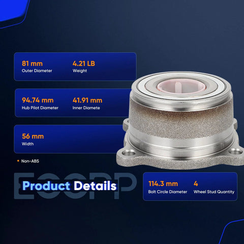 Drop In Ready To Roll Rear Wheel Hub Bearing Assembly OE 541011 with dimensions and specs visible
