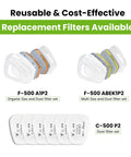 Replacement filters for G 750 Heavy Duty Full Face Respirator Mask With A1P2 Filters Dual Filtration Anti Gas Anti Dust