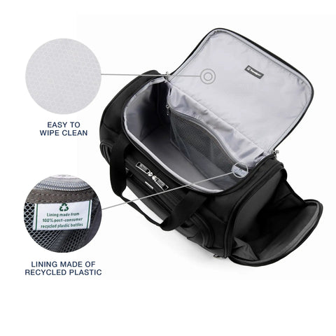 Interior view of Ultra Lightweight Underseat Carry On Tote For Weekend Getaways 18 Inch Slim Travel Bag 28 L Fits Under Most Airline Seats.