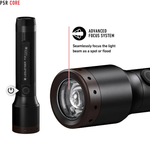 P5R Core Rechargeable Flashlight With High Power LED 500 Lumens Waterproof Light For Home Outdoor Camping And Emergency Use Black