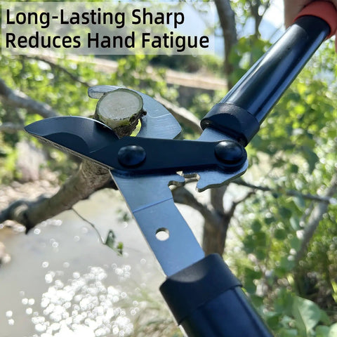 Powerful Gear Action Pruner With Sharp Steel Blade For Tree Trimming Cuts Through Branches Up To 1.3 Inches in use on tree branch