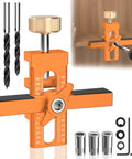 2-In-1 Cabinet Door Mounting Jig with Adjustable Positioner, Aluminum Alloy Leveling Tool, includes 3 drill bits, installation view