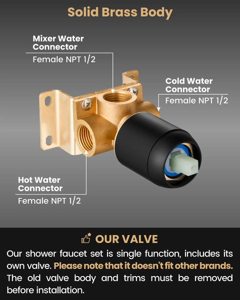 Built Tough 10 Inch Matte Black Shower Faucet Set Featuring Solid Brass Shower Valve Kit And Rust Resistant Stainless Steel Arms For Easy Install And A Smooth Daily Shower Experience Anytime
