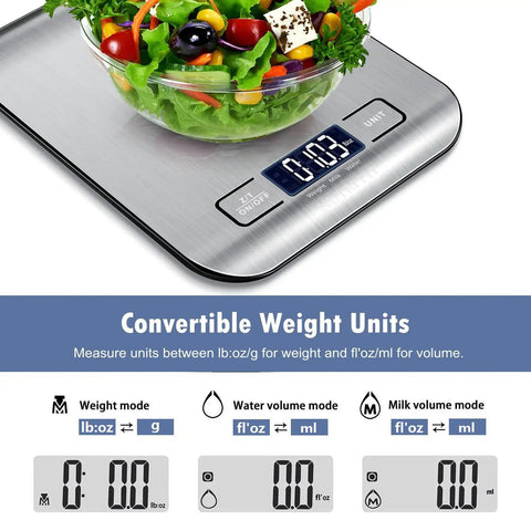 Digital Kitchen Scale For Baking And Weight Loss Grams Ounces For Cooking With Backlit LCD Tare Function Stainless Steel Platform