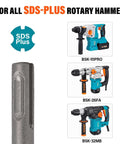 SDS-Plus hammer drill bit set with case; left close-up masonry bit; right shows BSK-111PRO, BSK-26FA, BSK-32MB.