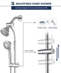 Dual Shower Head System With Valve Chrome 2 In 1 Liftable Handheld Shower 60 Inch Stainless Steel Hose 4 By 4 Inch Shower Area