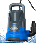 1HP Submersible Sump Pump 3700GPH Portable Electric Water Transfer Pump for Pool Draining and Basement Cleanup in blue