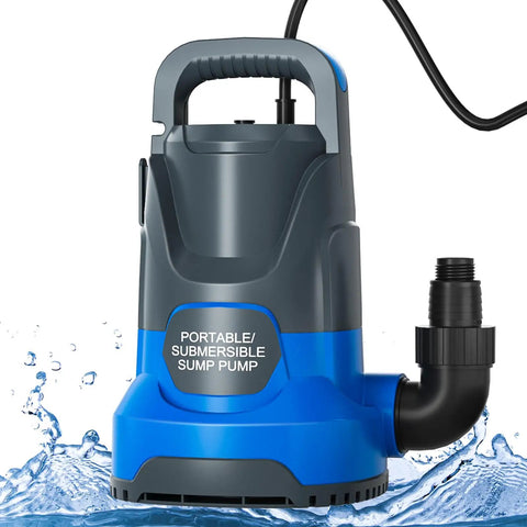 1HP Submersible Sump Pump 3700GPH Portable Electric Water Transfer Pump for Pool Draining and Basement Cleanup in blue
