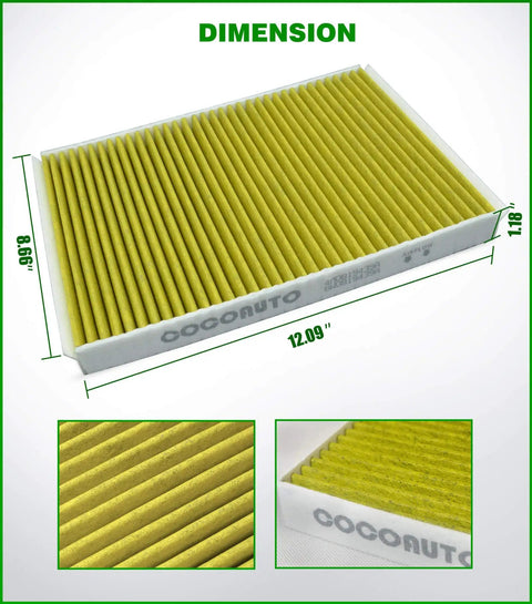 Dimensions of Activated Charcoal Cabin Air Filter For Audi Q7 Q5 A4 A5 A6 A7 Q8 S4 S5 SQ5 RS5 And Porsche Cayenne 2019 2025
