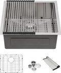Undermount 23x18 Inch Kitchen Sink With 10 Inch Deep Single Bowl 16 Gauge Stainless Steel Compact Prep Sink For Small Kitchens And Apartments