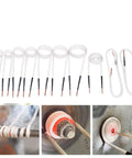 Heavy Duty 10 Piece Induction Heater Coils Kit With Thick Brass Core For Knocking Away Gnarly Rusted Nuts And Bolts Hella Tough Auto Mechanic Wrenching Gear displayed in various shapes with copper tips.